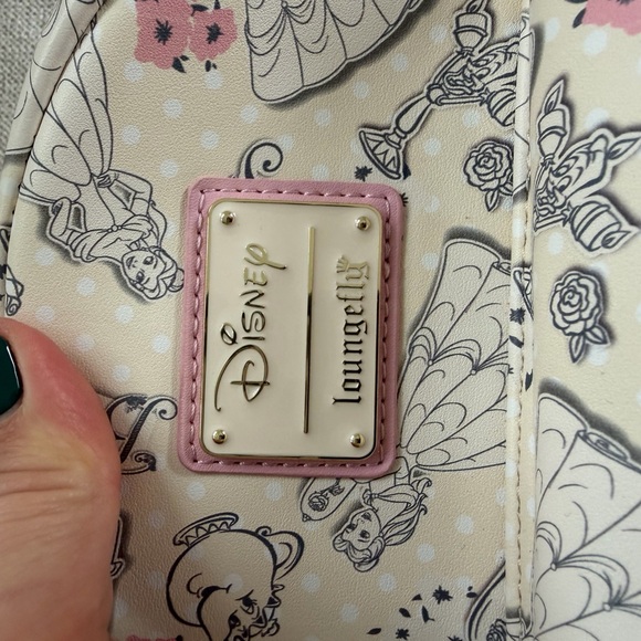 Loungefly Disney Beauty and The Beast Belle Pink Line Art Backpack - Picture 7 of 9